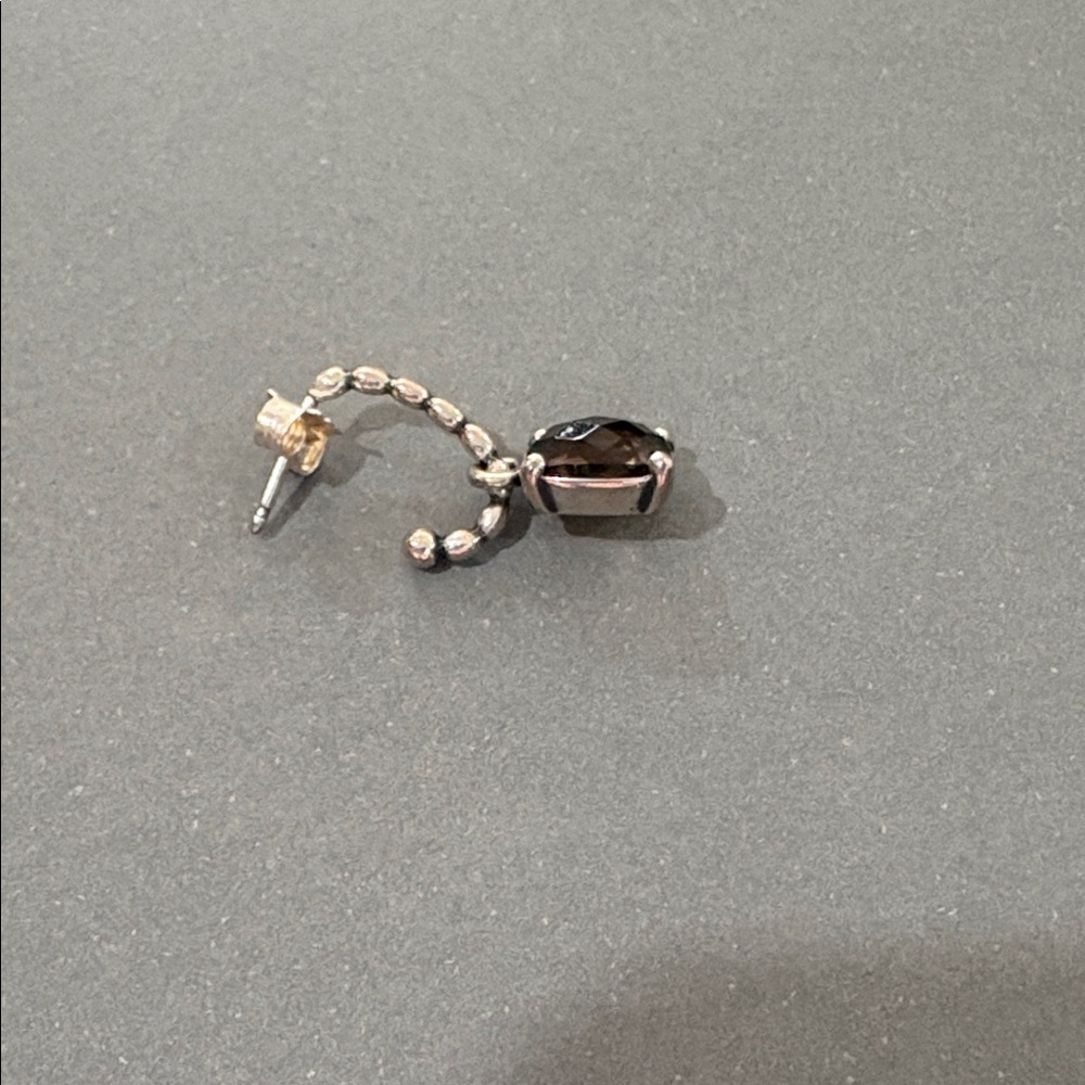 PANDORA Sterling Silver Autumn Breeze Brown Smokey Quartz Dangle Earrings - Picture 3 of 3